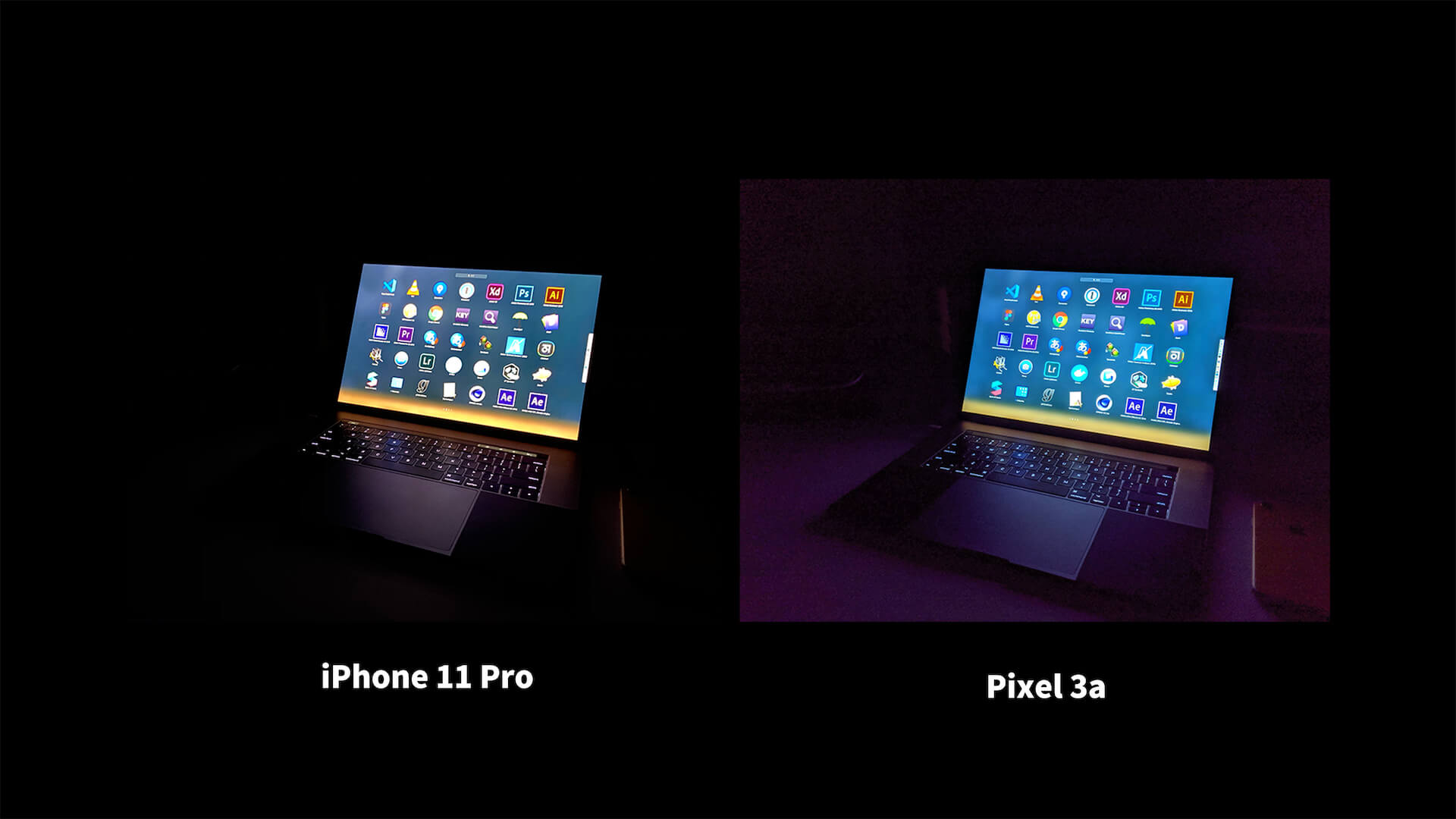 iPhone 11 Pro Pixel 3a ナイトモード 比較 MacBook ProとiPhone XR