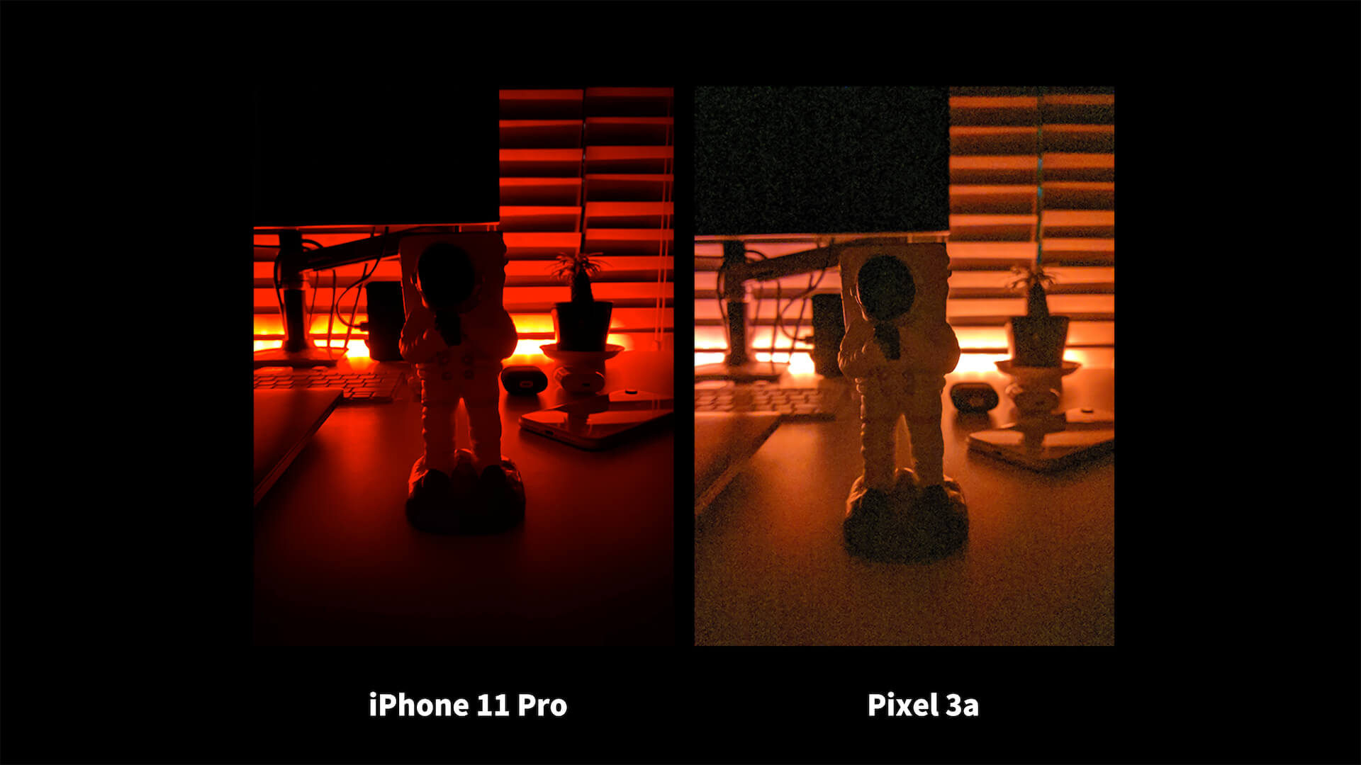 iPhone 11 Pro Pixel 3a ナイトモード 比較 レッドライト